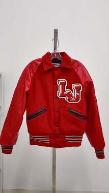 Vintage Meca Sportswear Red Wool & Leather Varsity Letterman Jacket - La Joya HS